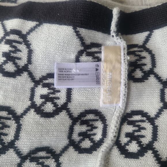 Michael Kors Black and White Scarf MK print One Size - Picture 4 of 5